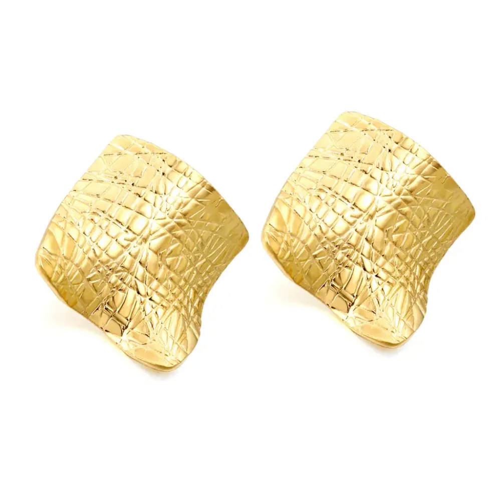 Elegante Blockohrstecker in Rautenform – Edelstahl vergoldet mit 18K Gold